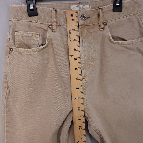 Free People The Dakota Straight Jeans Womens Size 26 Distressed High Rise Beige - Picture 6 of 14